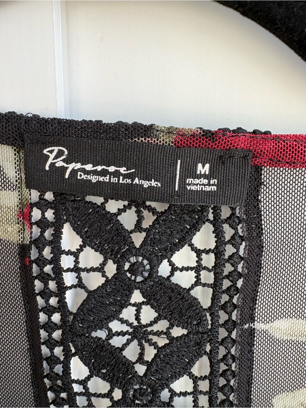Paperoc Floral Mesh Kimono Cardigan Black Lace Size M NWT - Picture 3 of 10
